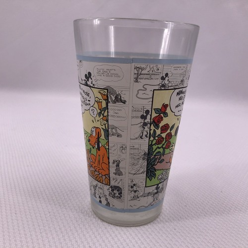Tall Glass 14 oz Mickey Mouse Daisy Poem Comics 5.5" x 3" Gibson - Picture 3 of 8