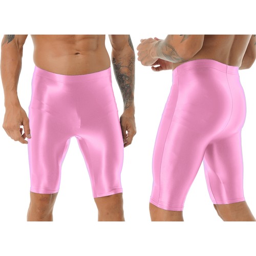 Mens Glossy High Waist Shorts Workout Sports Workout Yoga Fitness Short Leggings - Picture 53 of 72