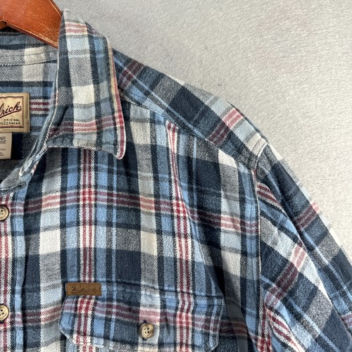 Woolrich Mens Flannel Plaid Shirt Large Blue Outdoor Wear Pockets Logo Classic - Picture 7 of 21
