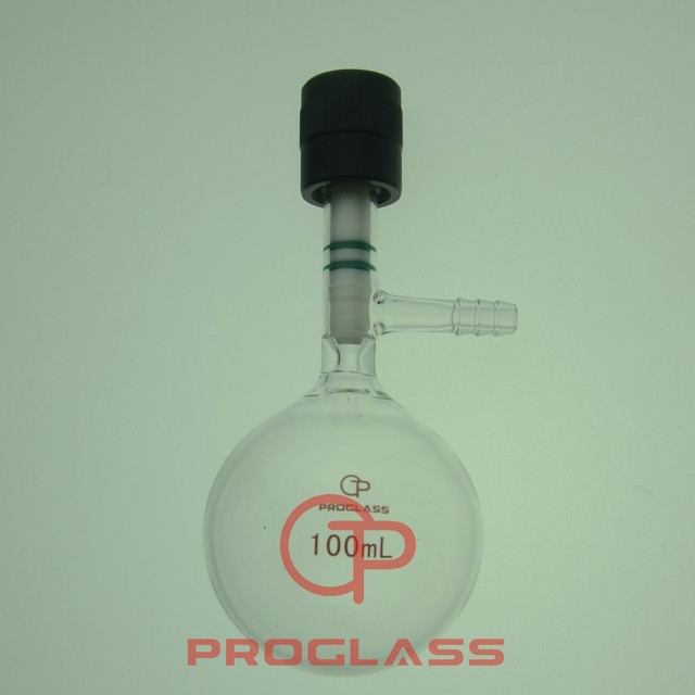 Proglass 100mL Reaction Schlenk Round Bottom Flask with High Vacuum