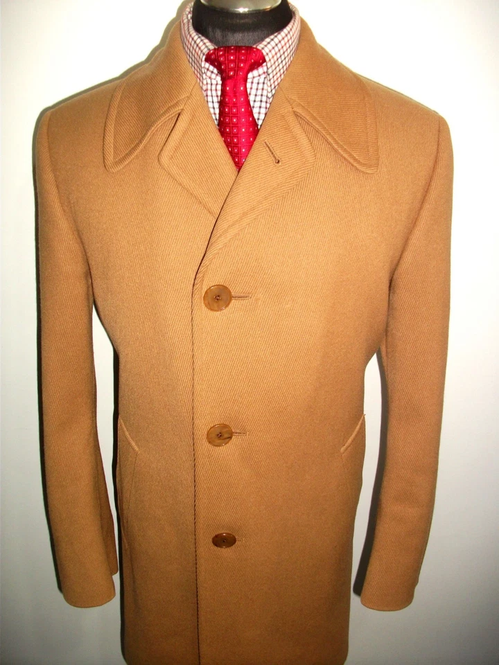 DAKS TRUE CROMBIE WOOL OVERCOAT JACKET COAT 40 Brown Military Suit TRENCH Blazer - Image 2 of 4