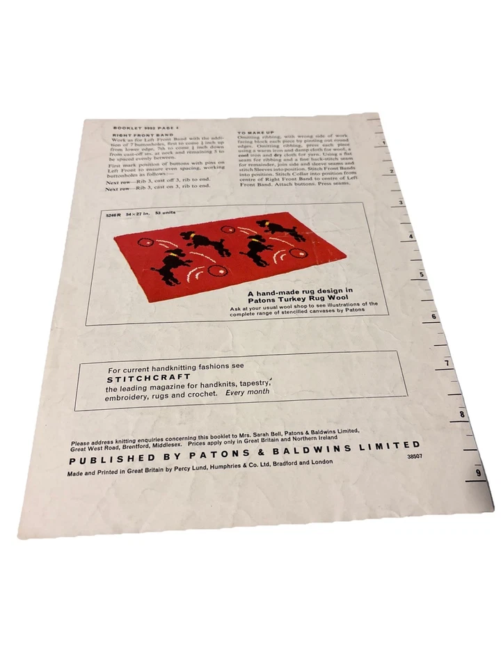 Vintage Patons Girls Cardigan Knitting Pattern 9992. Used Old Stock - Damages - Image 4 of 4