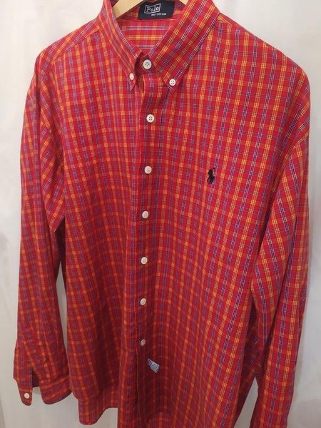 Men Polo Ralph Lauren Shirt Red Cotton 44 / XXL / #CHXH