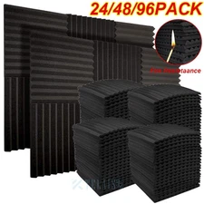 24 48 96 Acoustic Foam Sound Proof Panel Wall Tiles Record Studio 12"x12"x1"