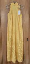 Vila Women’s Halter Neck Maxi Dress Tie Neck in Cornsilk Yellow US Size 8 NWT