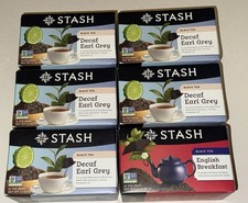 6 boxes STASH TEA BAGS 5 DECAF EARL GREY 1 English Breakfast Black Regular