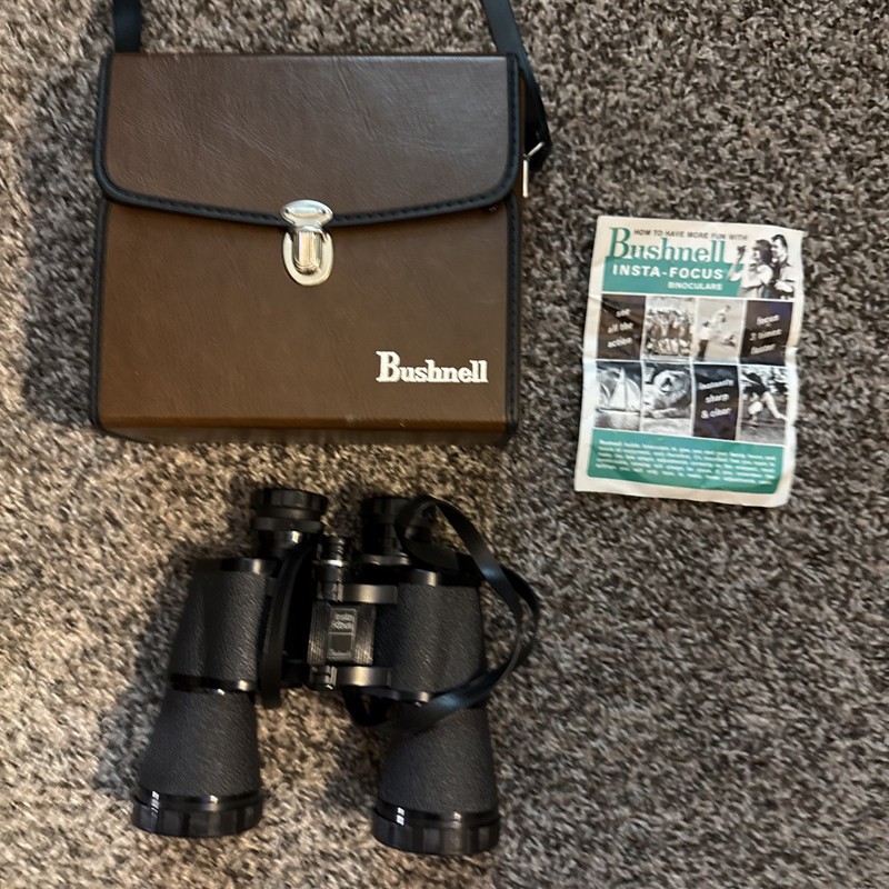Vintage Bushnell Insta-Focus 7x50 Binoculars Black with Case and Strap