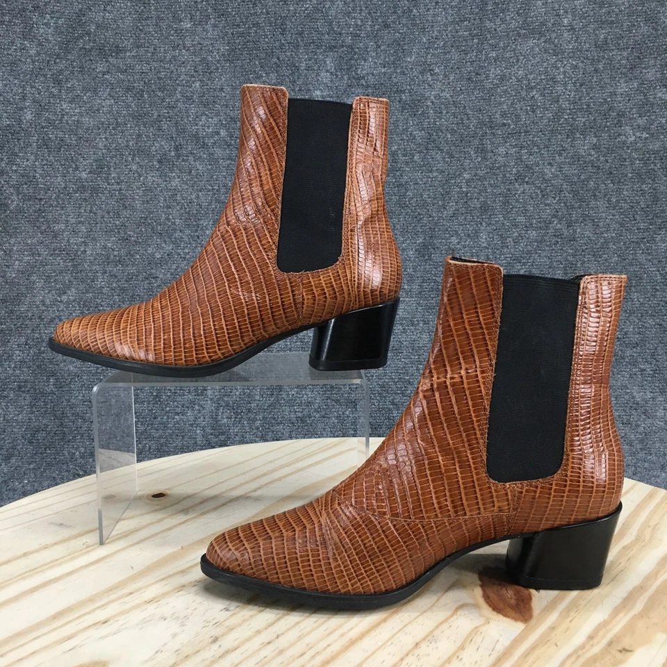 Botas Vagabundo Mujer 7 Lara Chelsea Cuero Marrón Repujado Pull On Tobillo Top Foto 2 de 4