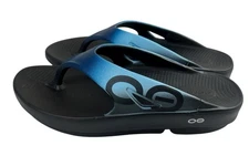 OOFOS Unisex Original Sport Sandal Black and Blue Size M 9 W 11