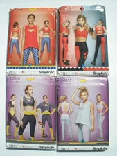 Uncut SEW Patterns 4 DC Comics Athletic Workout Gym Wear 0951 0950 0949 0948 LOT