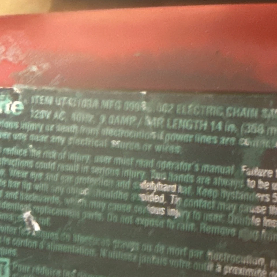 Homelite 16 in. 120V  - 9 amp - Corded Electric Chainsaw - Used - Image 4 of 4