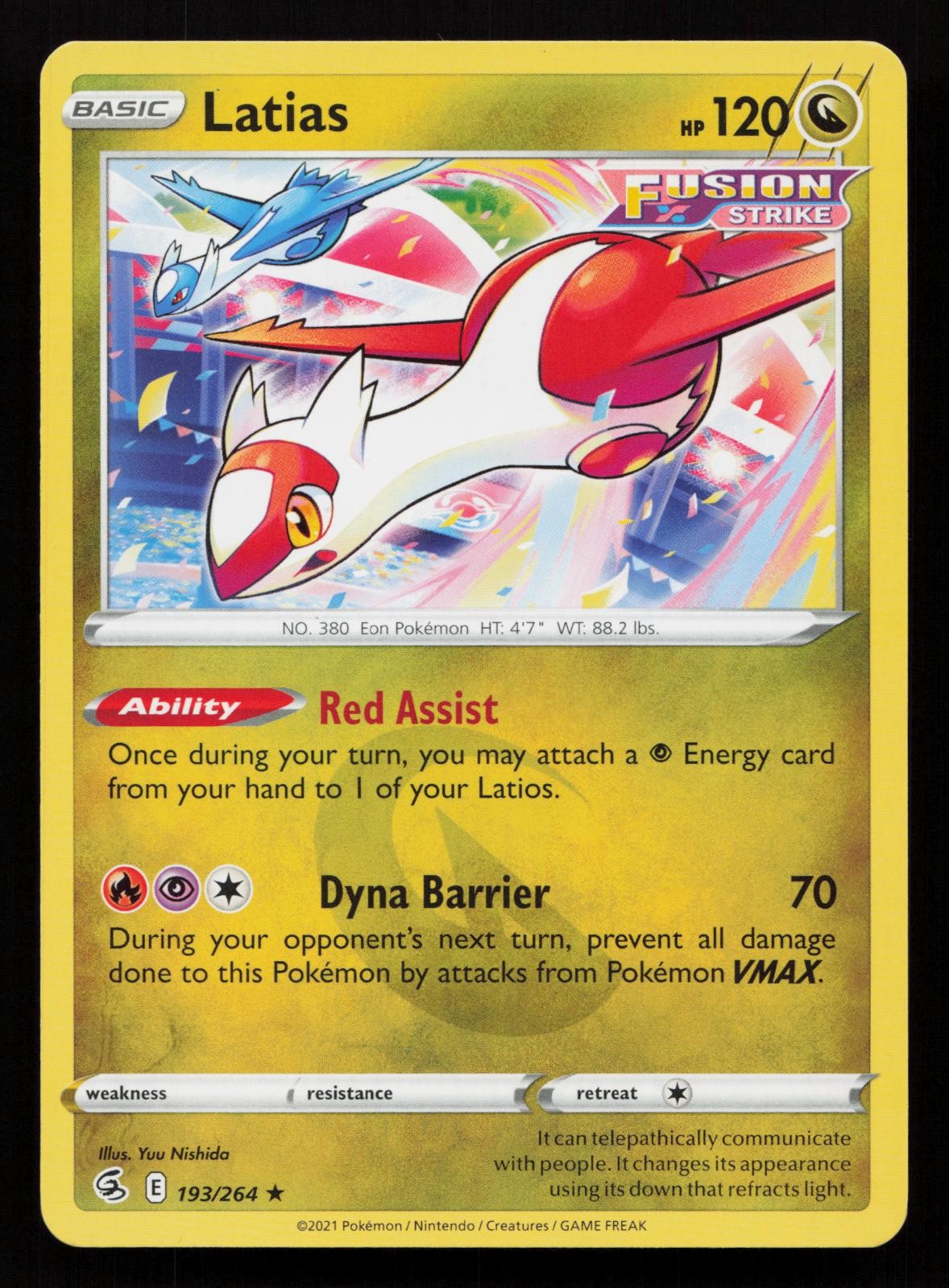 Latias 193/264 Rare Fusion Strike Pokemon NM