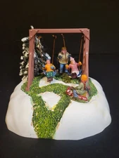 Lemax Christmas Village Town Swing Time 44192 Family at Playground Swinging