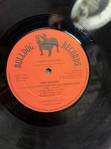 VINTAGE JIMI HENDRIX VINLY LP "MORE EXPERIENCE" BULLDOG RECORDS BDL 4003 - Picture 4 of 7