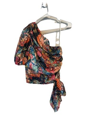 Amanda Uprichard Boho Floral One-Shoulder Top Tropical Resort-wear AUxPYRMD  