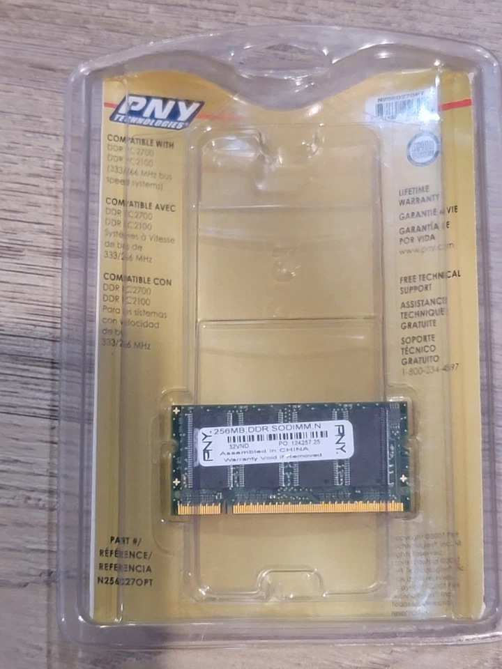 PNY OPTIMA 256MB DDR 333/266 MHz PC2700 DIMM Memory Module (NOS) NEW - Image 2 of 3