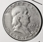 TWO COINS!  one 1951 P-Good-Looking & one 1952 D-Ugly Franklin Half Dollars!