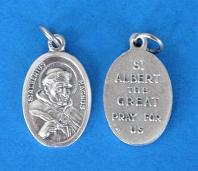 St. Saint Albert the Great  Pray for Us - Italian Silver tone Ox 1'' Medal 