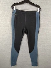 Ibex Womens Leggings M Black Blue Ankle Zip Merino Wool Spandex Ski Baselayer US