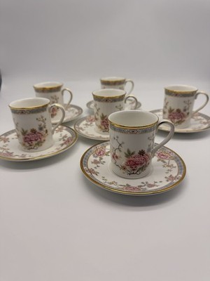Royal Doulton Canton H5052 Muster Fine Bone China 6 Demitasse Tassen & Untertassen