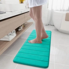 Teal Memory Foam Bath Mat, 47 x 17, Ultra Soft Non-Slip, Absorbent Runner