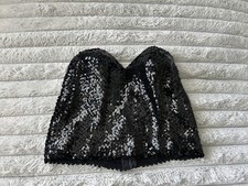 Vintage La Perla Black Sequin Corset Burlesque Bustier Top Size 2 US 34/M Italy