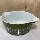 Vtg 2 1/2 Qt PYREX 475-B Green Crazy Daisy Spring Blossom Casserole Dish Bowl
