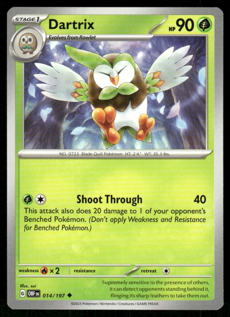 2023 Scarlet & Violet Series - Obsidian Flames Dartrix Uncommon #14
