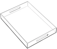 16''x12'' Clear Durable Rectangular Breakfast Serving Tray with Handles
