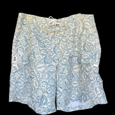 Island Company Board Shorts Mens 34 Postmark Drawstring Pockets Swimwear Blue