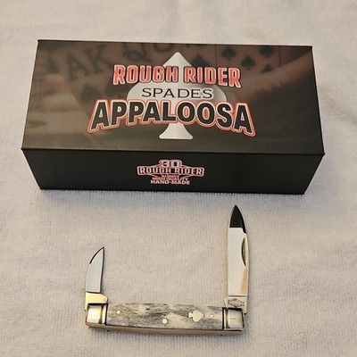 Rough Rider Appaloosa Spades Pocketknife Bone Handle 2-Blade 440A