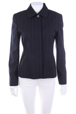 AKRIS for SWISS Blazer-Jacke Streifen Wolle D 34 Blau-Töne