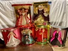 Lot of 6 Happy Holidays Barbie Dolls NIB 1995–2001 Special Edition Collector Bun