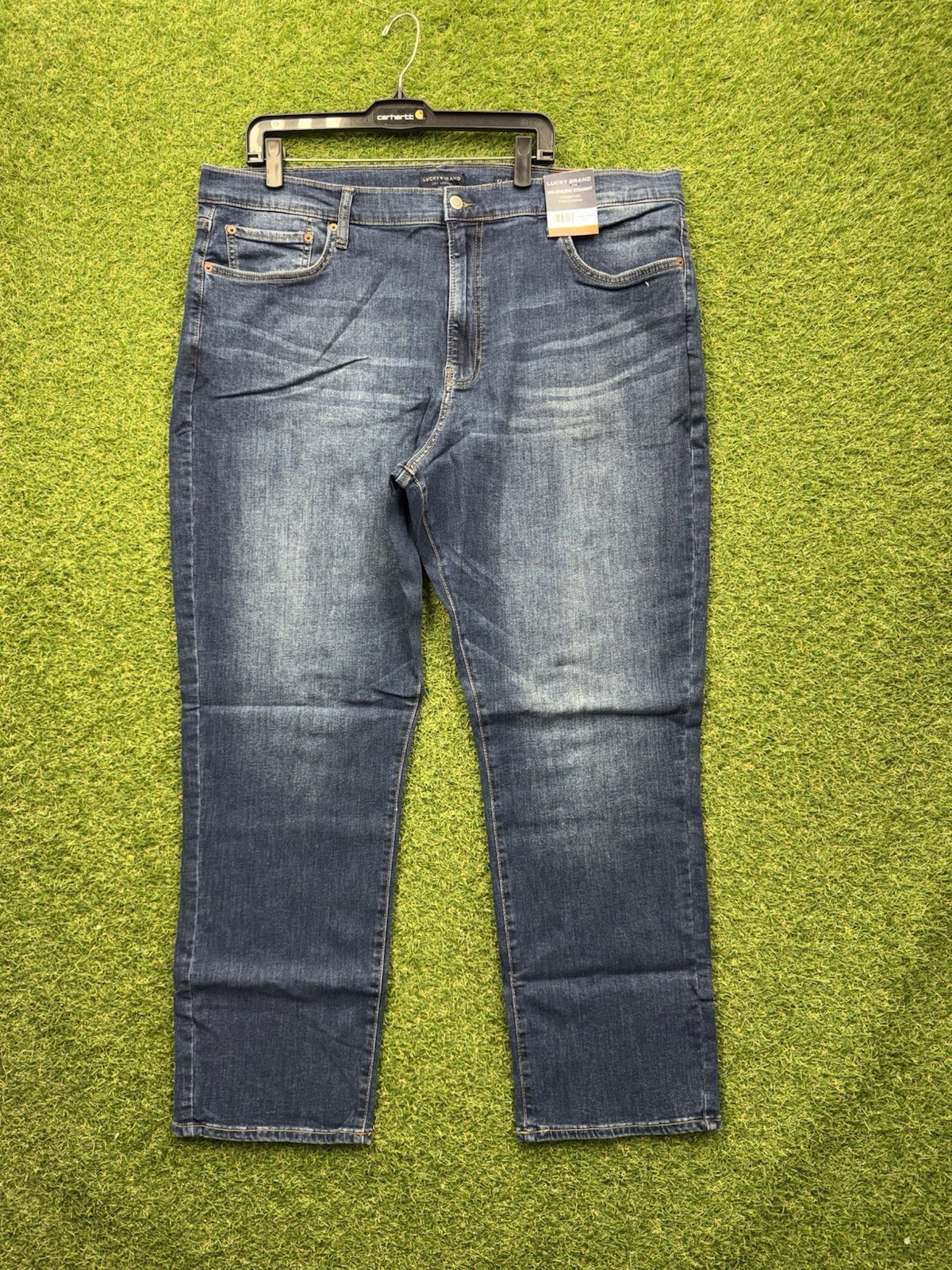 Mens 42x32 410 Athletic Straight Leg Stretch Dark Wash Denim
