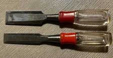 Vintage Pair Stanley Wood Chisels 1" & 3/4” -USA