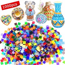 1000 Pcs Mosaic Tiles, Glass Mosaic Tiles for Crafts Bulk, Stained Mosaic Gla...