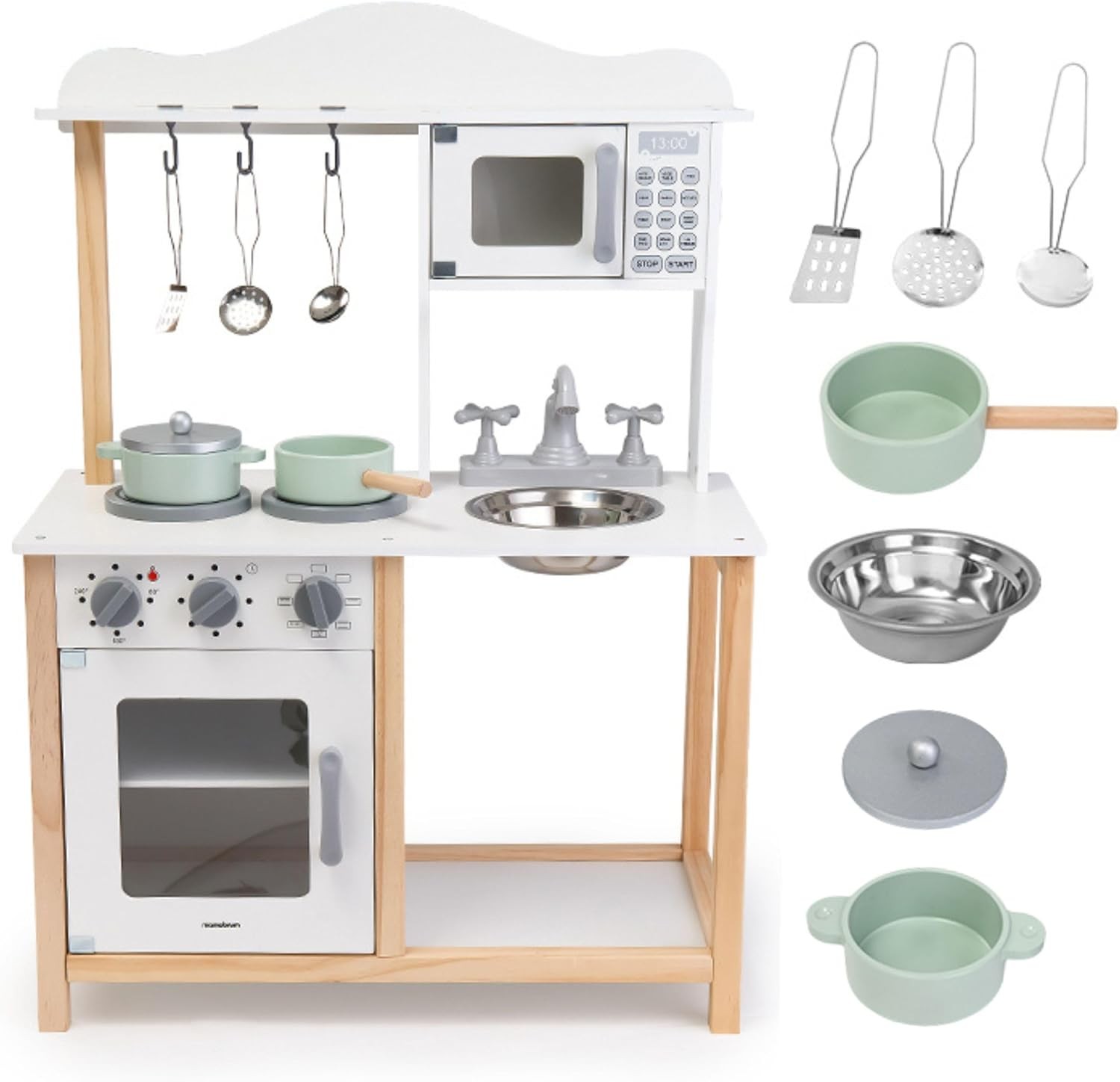 Cuisine Enfant Bois compacte avec grand four et plaque de cuisson moderne