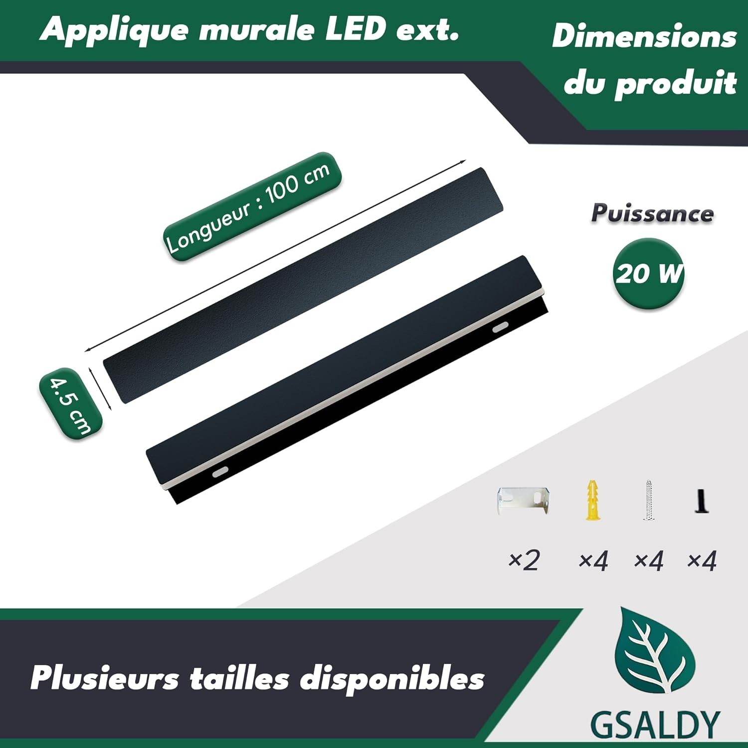 Applique murale longue étanche IP65 avec éclairage LED double zone