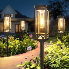 Taller Solar Pathway Lights Outdoor, 8 Pack Upgraded Brighter Solar Garden Li...