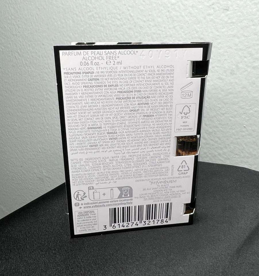 Yves Saint Laurent YSL L’eau Nue Parfum de Peau Spray Muestra Vial 2 ml/0,06 oz Foto 3 de 4