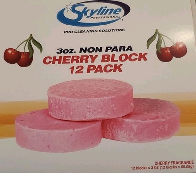 48 LOT 3 oz. Urinal Toss Block Cherry Para Urinal Cakes Pink Cherry Case 87010