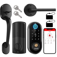 SMONET Smart Front Door Lock Handle Set Fingerprint Keyless Entry Digital Keypad