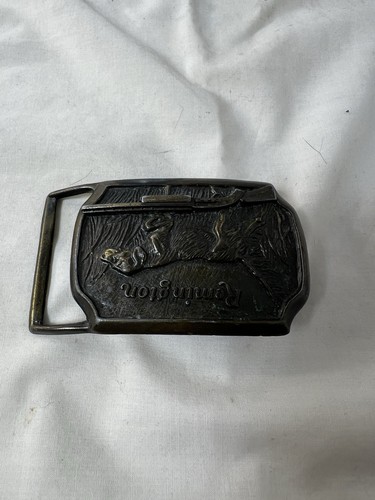 Vintage REMINGTON Arms Company Bird Dog Shotgun Hunting Brass Belt Buckle USA - Picture 3 of 6