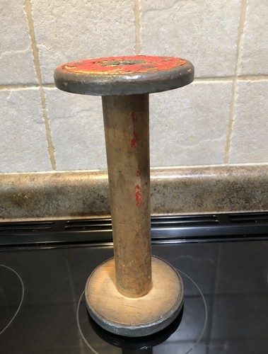 Antique Wood Industrial Spool 11" - Picture 3 of 5