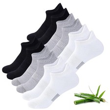 Women's Low Cut Bamboo Viscose Ankle Socks 6 Pairs Size 8-10 White Black Grey