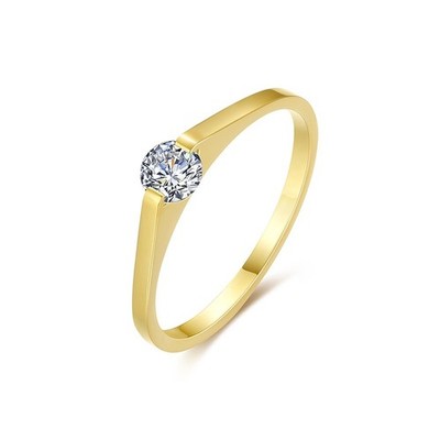 Damen Kinder Statement Edelstahl Ring Solitär  Zirkon AAA GG Vacuum Plated