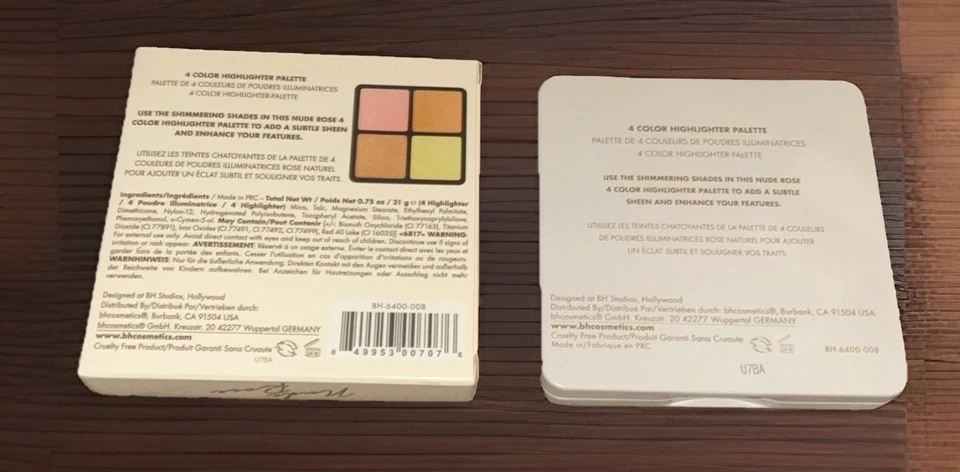 BH Cosmetics 4-Color Shimmering Nude Rose Highlighter Palette-.75 Oz-New/DC - Image 3 of 3