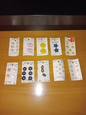 Le Bouton Button Lot of 10 Assorted Buttons Happy Faces Pigs Stars Round Read