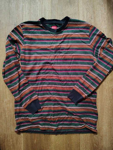Supreme multi rayures L/s haut vert foncé GRAND épuisé Ian Connor boîte logo 15