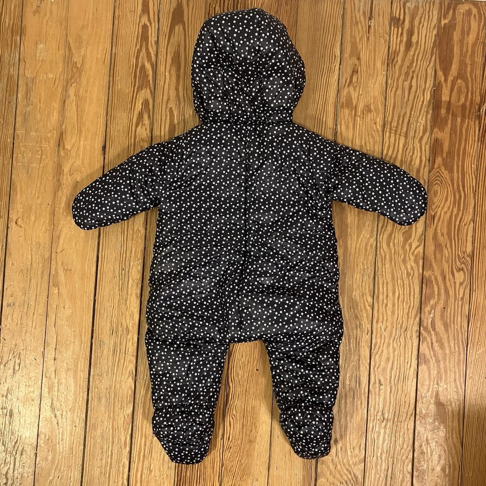 Petit Bateau Baby Snowsuit 6 Months Navy White Stars Warm Winter Bunting Suit - Image 2 of 4